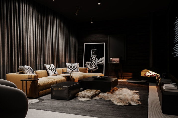 Modern Moody Interior Design Rendering thumb