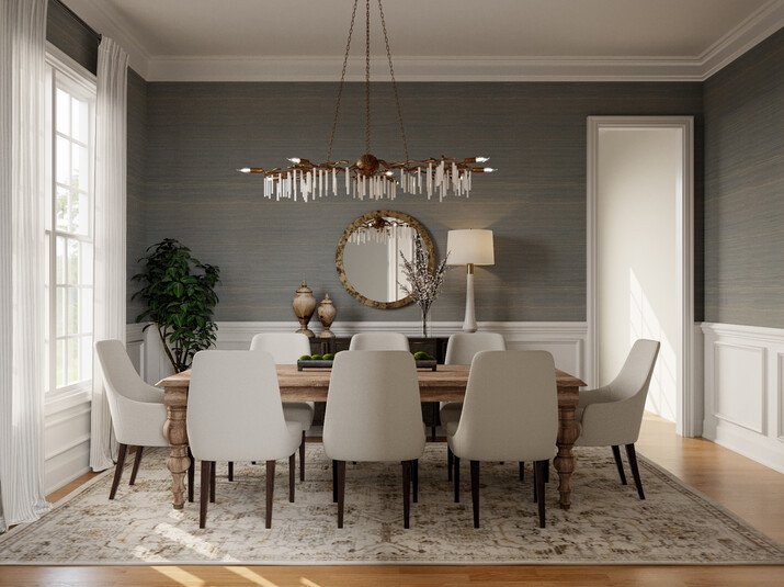 Transitional Modern Living and Dining Room Transformation Rendering thumb