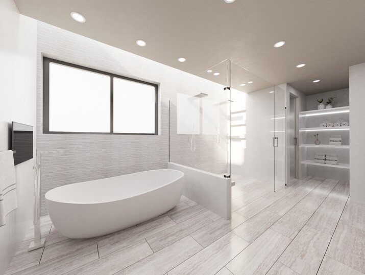 Sleek High End Bathroom Interior Design Rendering thumb