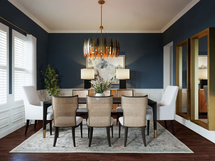 Transitional Stylish Dining Room Rendering thumb