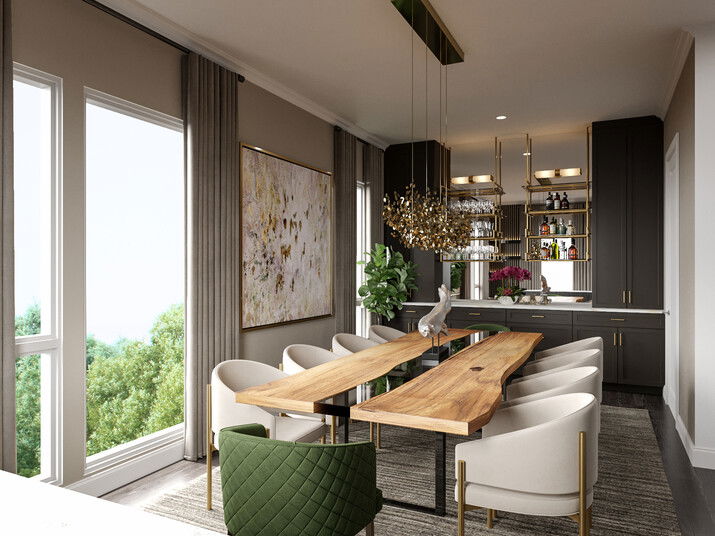 Classy Contemporary Dining Room Rendering thumb