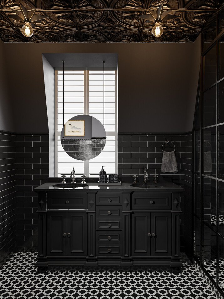 Traditional Antique Bedrooms and Bathroom Design Rendering thumb