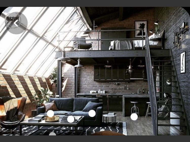 View of Bright High Ceiling Industrial Home Design | Decorilla