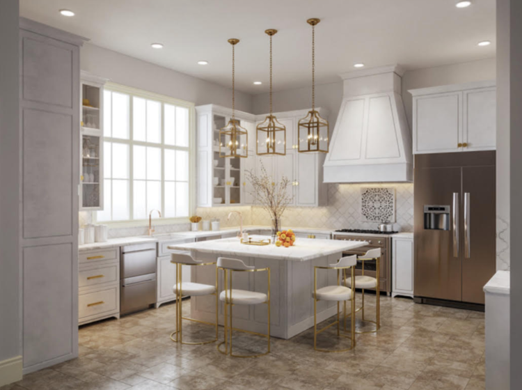 White Kitchen and Living Room Interior Design | Decorilla