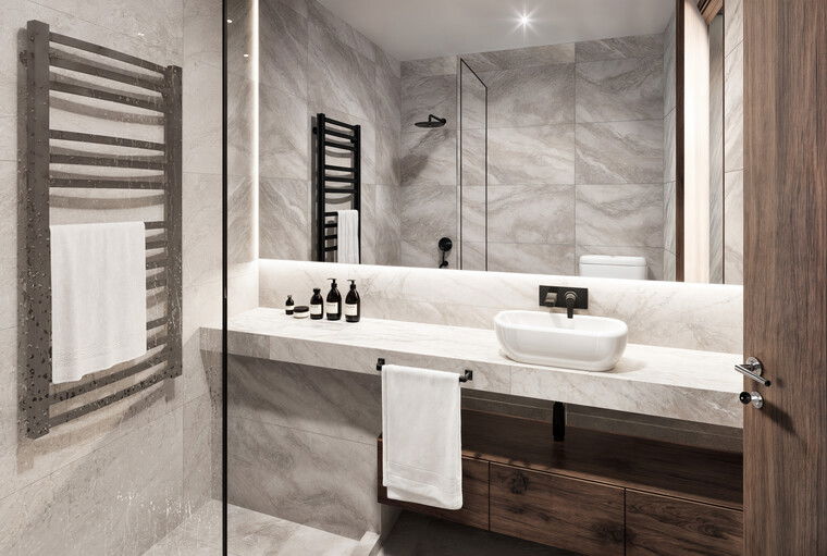 Online design Modern Bathroom by Camila M. thumbnail