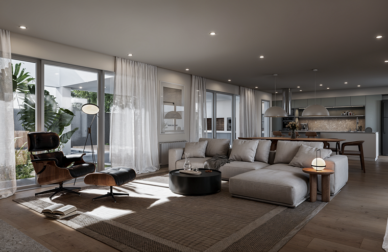 Diseño en línea Sala-Comedor contemporánea de Irene W. miniatura