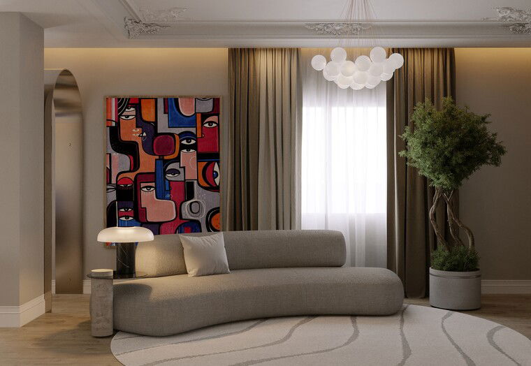 Online design Contemporary Combined Living/Dining by Thoraya A. thumbnail