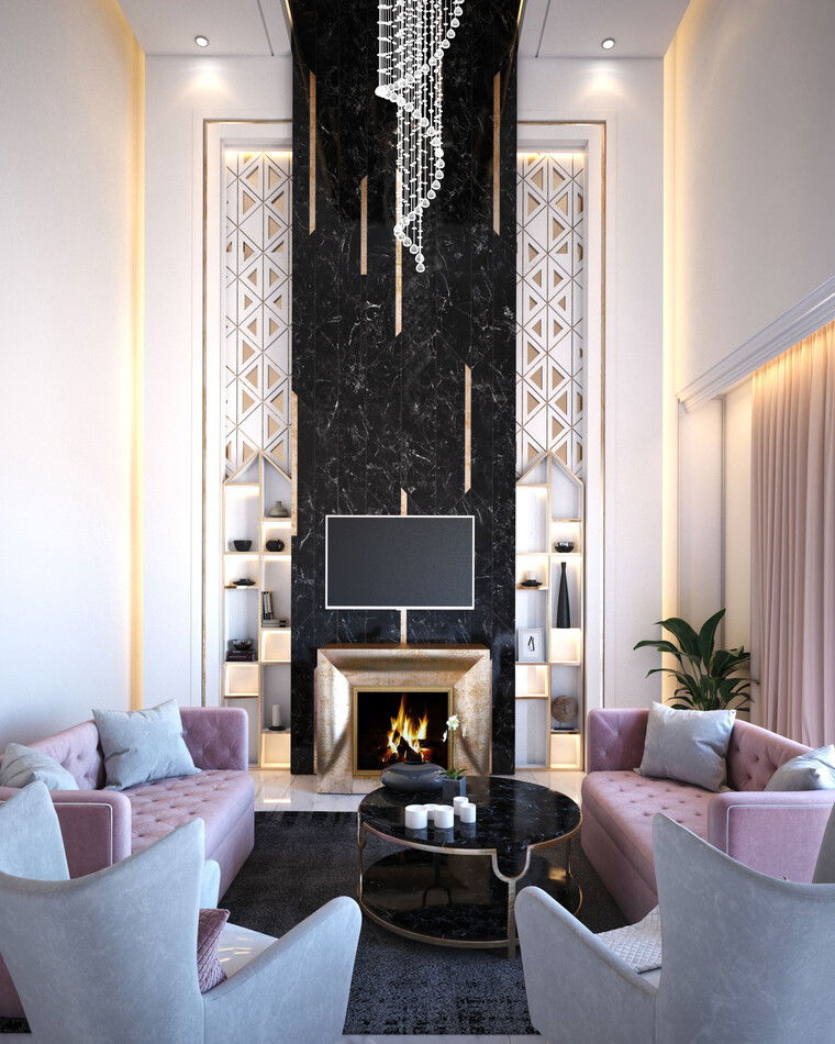 Diseño en línea Sala de Estar Glamourosa por Amani Q. miniatura