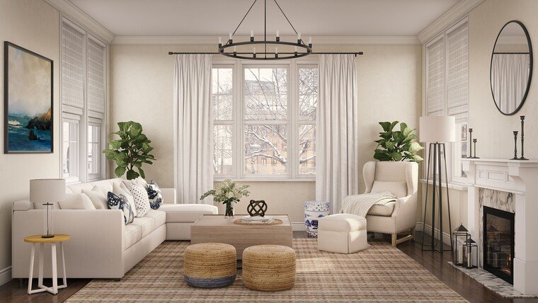 Online design Transitional Living Room by Aishwarya G. thumbnail