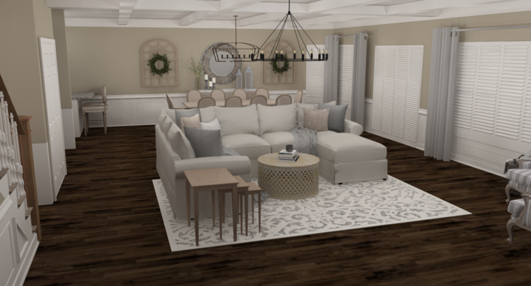 Diseño en línea Sala/Comedor Combinada Transitional por Amber K. miniatura