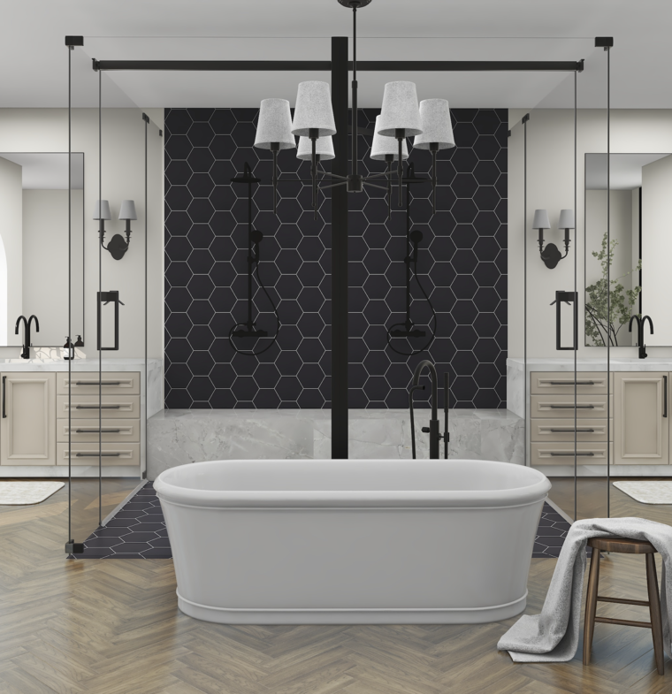 Diseño en línea de baño moderno por Olivia A. miniatura