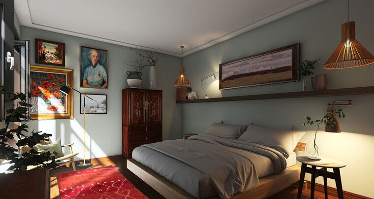 Diseño en línea Dormitorio Ecléctico por Erin R. miniatura