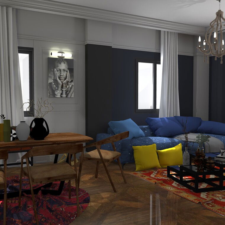 Diseño en línea Combinación Contemporánea de Sala/Comedor por Ahmed E. miniatura