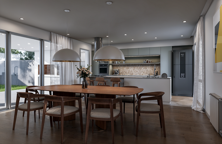 Diseño en línea Sala-Comedor contemporánea de Irene W. miniatura