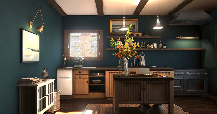Diseño en línea Cocina Transicional por Erin R. miniatura
