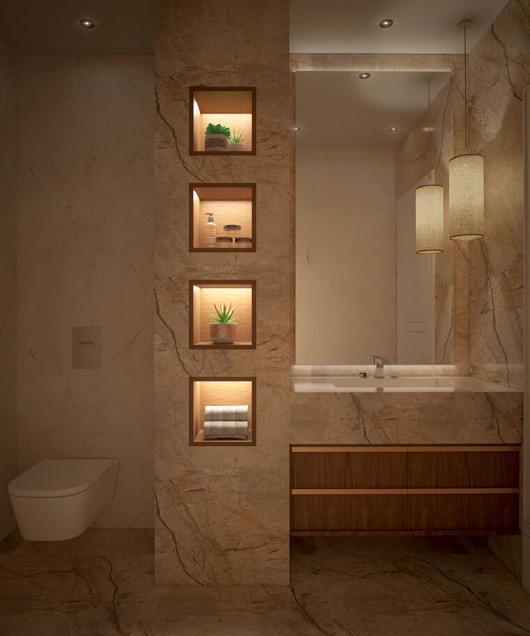 Diseño en línea baño contemporáneo por Nada M. thumbnail