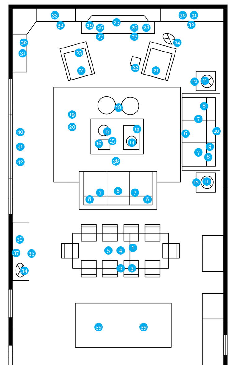 Online Designer Combined Living/Dining Floorplan