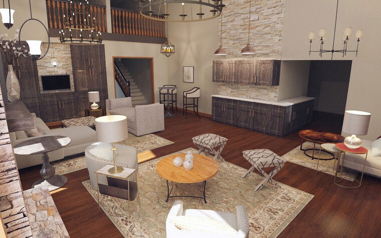 Diseño en línea Sala de Estar Transicional por Catz D. miniatura