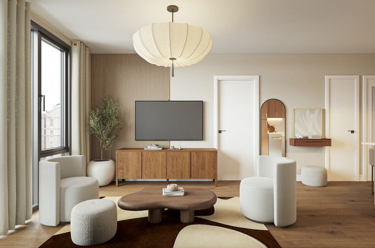 Online design Contemporary Combined Living/Dining by Pateniah M. thumbnail