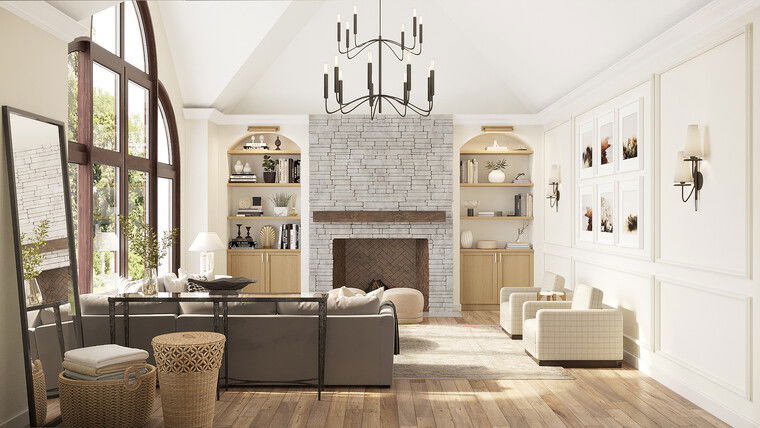 Diseño en línea de sala de estar transitional por Olivia A. miniatura