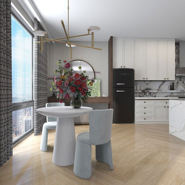 Diseño en línea de comedor moderno por Olivia A. miniatura