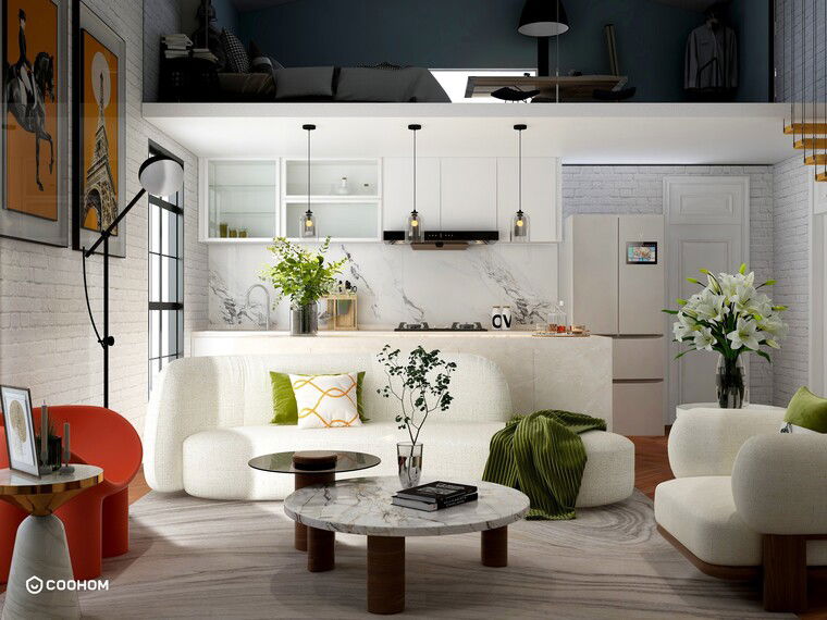 Diseño en línea de sala/comedor combinado contemporáneo por Albert O. miniatura