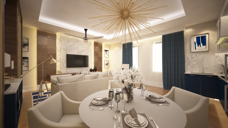 Online design Transitional Combined Living/Dining by Atif N. thumbnail