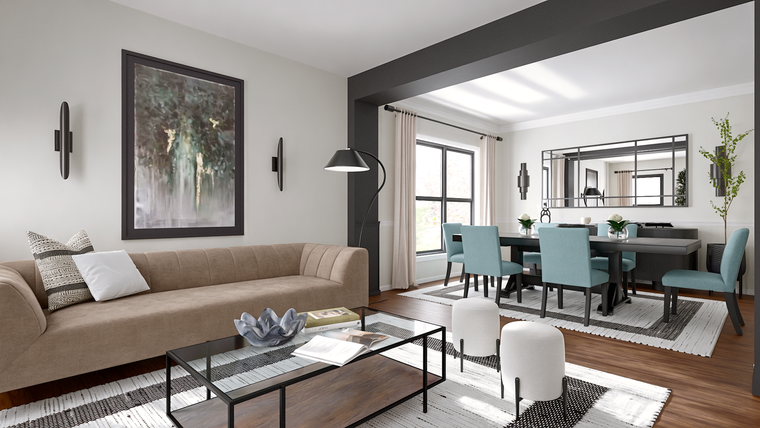 Online design Modern Combined Living/Dining by Rohayna A. thumbnail