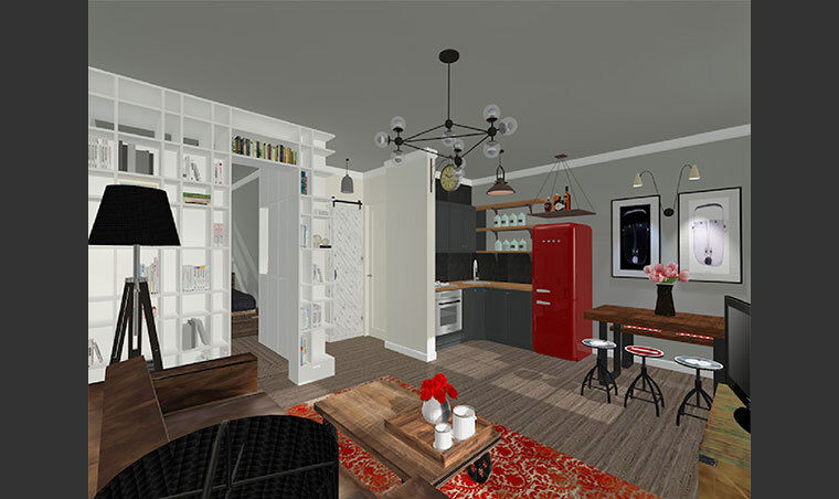 Diseño en línea Sala/Cocina combinada transicional por lila n. miniatura