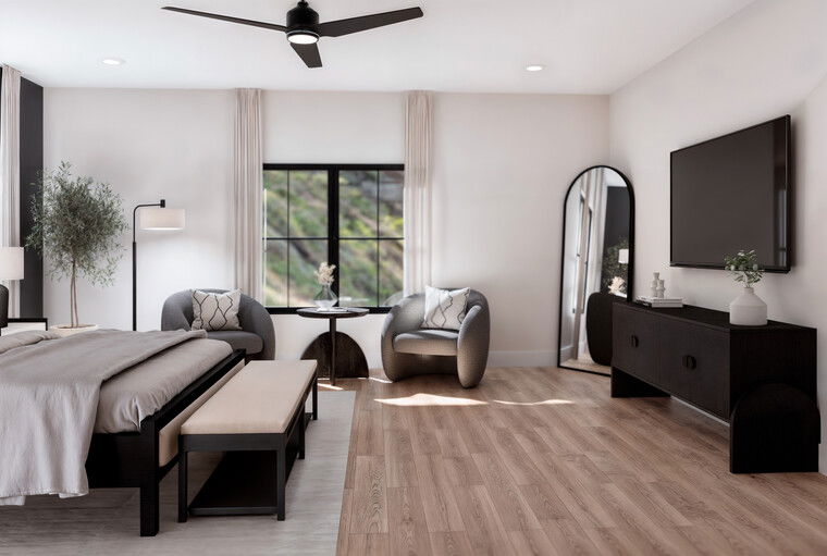 Diseño en línea de dormitorio transicional por Lara D. miniatura