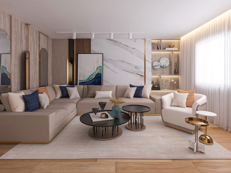 Diseño en línea Sala de Estar Glamourosa por Esra S. miniatura