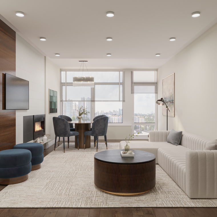 Online design Modern Combined Living/Dining by Leyla A. thumbnail