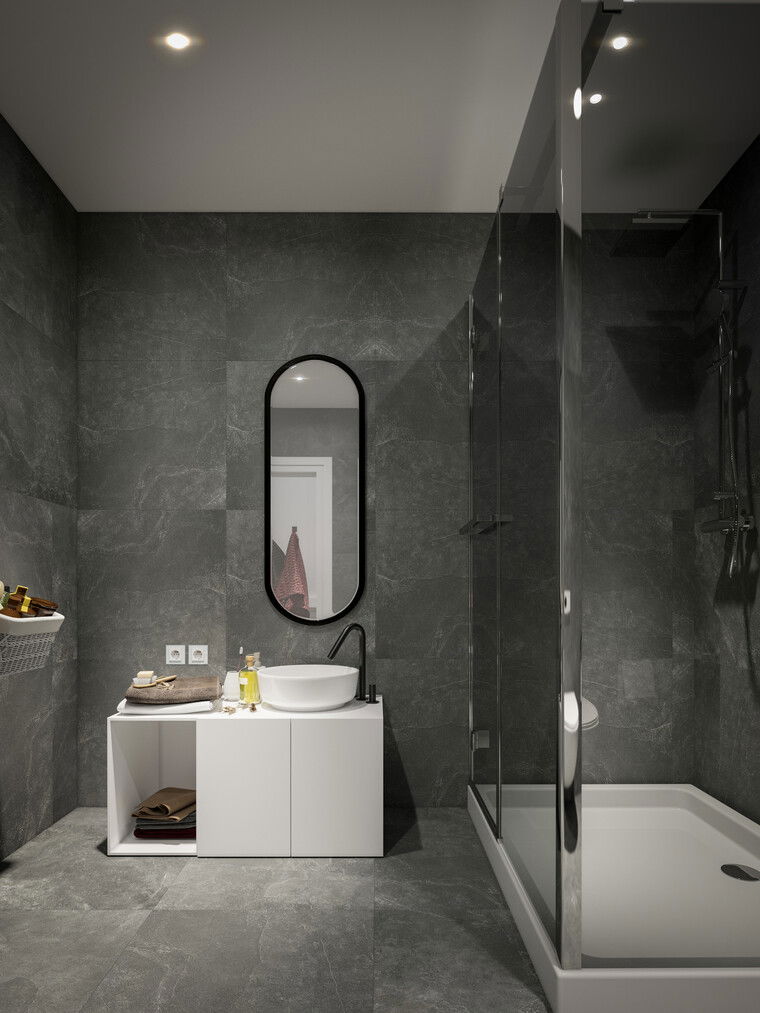 Diseño en línea baño contemporáneo por Nada M. thumbnail