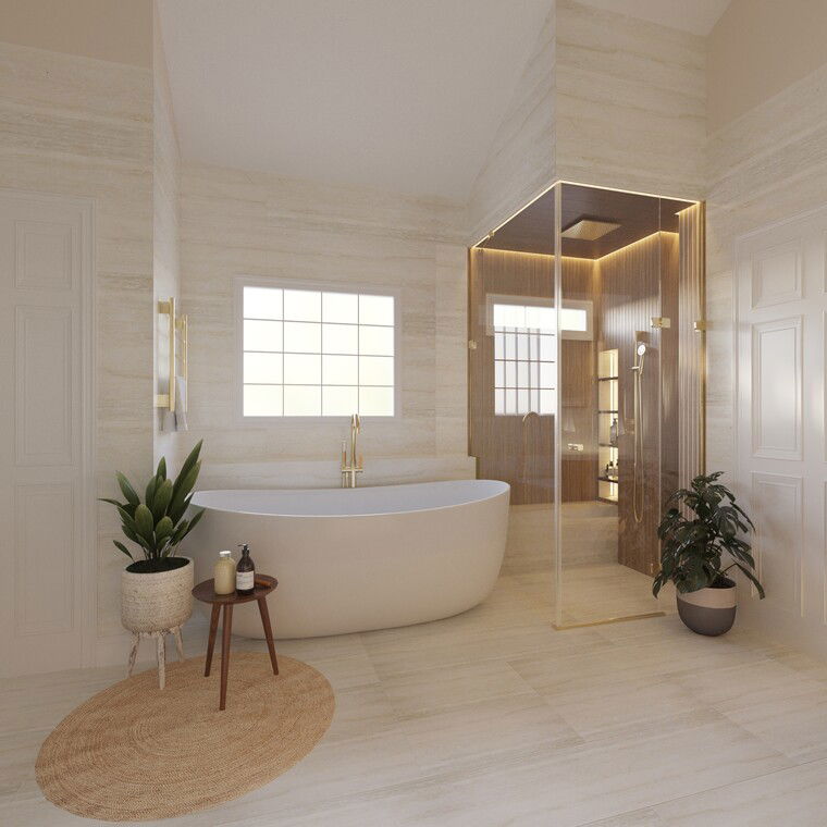 Diseño en línea baño contemporáneo por Nada M. thumbnail