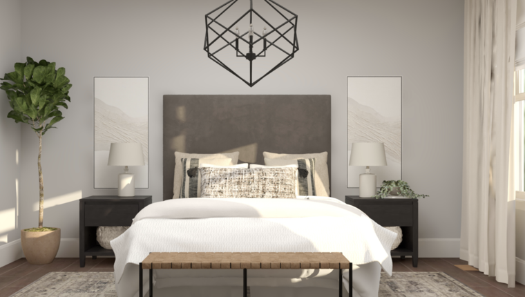 Diseño en línea de dormitorio transitional por Olivia A. miniatura