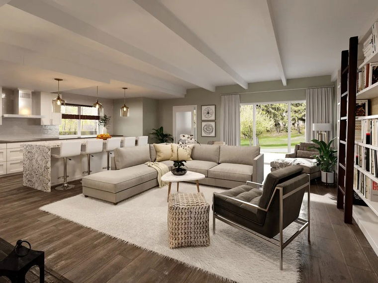 Diseño en línea Sala de Estar Transitional por Rachel H. miniatura