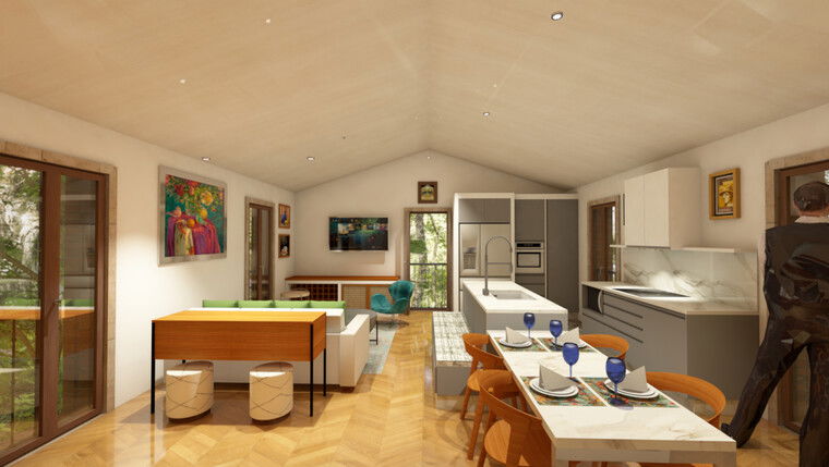 Diseño en línea de sala/comedor combinado contemporáneo por Albert O. miniatura