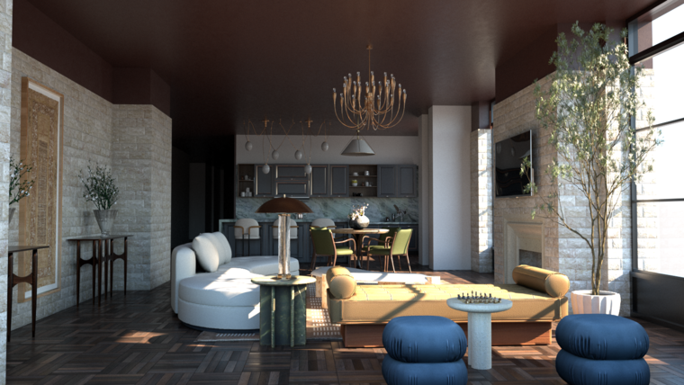 Online design Transitional Combined Living/Dining by Belal H. thumbnail