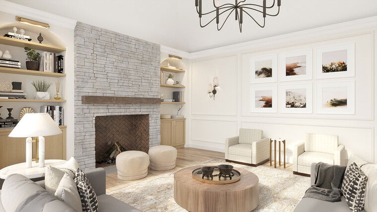 Diseño en línea de sala de estar transitional por Olivia A. miniatura