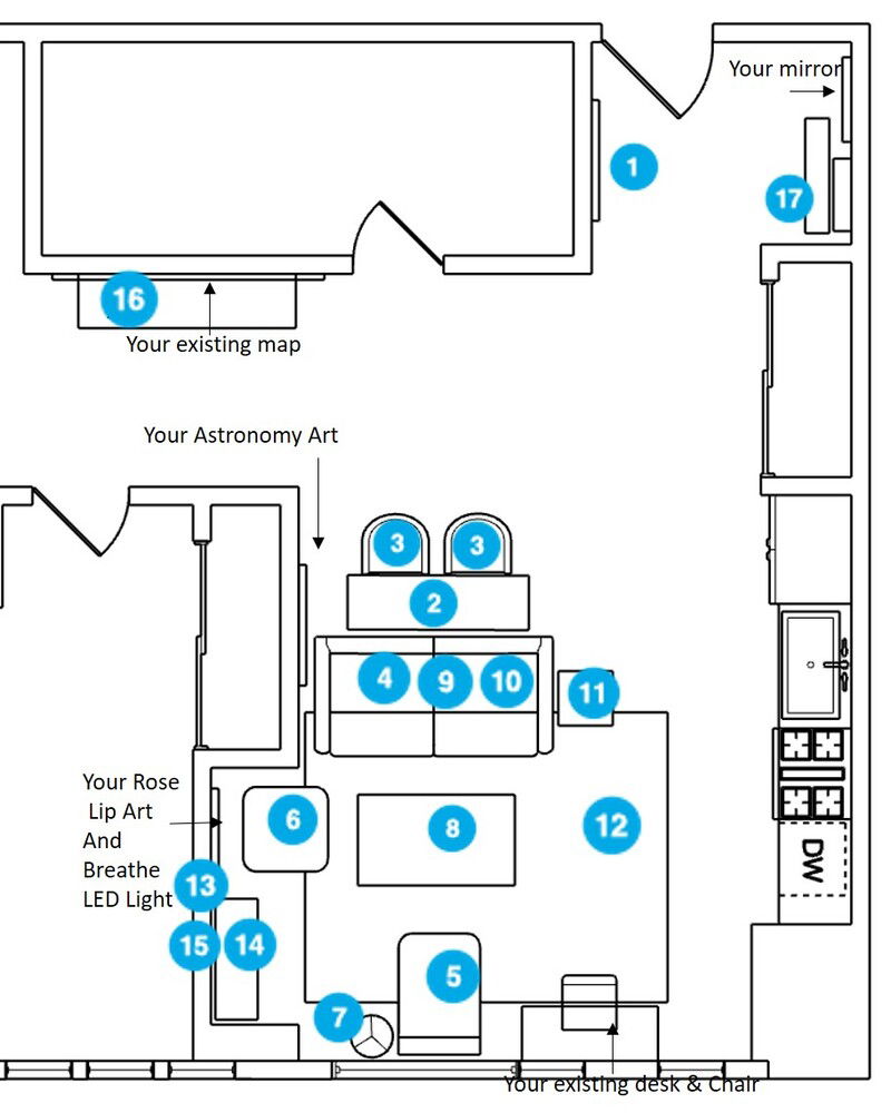 Online Designer Combined Living/Dining Floorplan