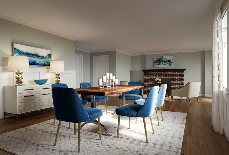 Online Designer Combined Living/Dining 3D Model 1