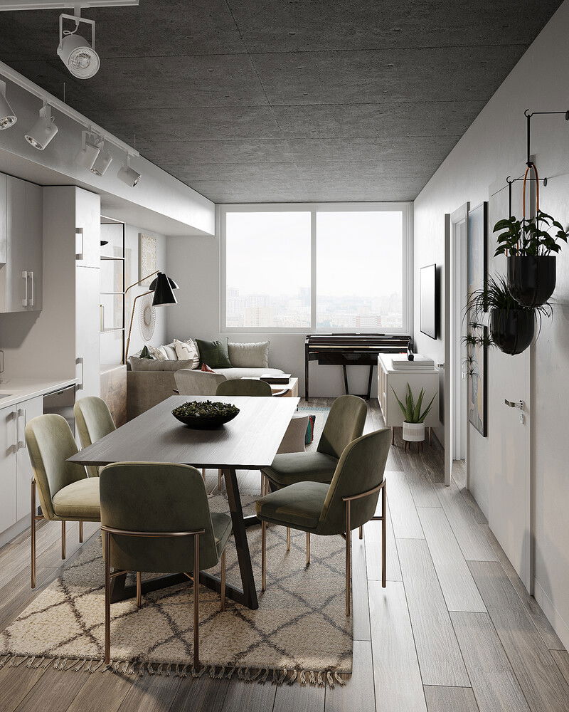 Online Designer Combined Living/Dining 3D Model 4