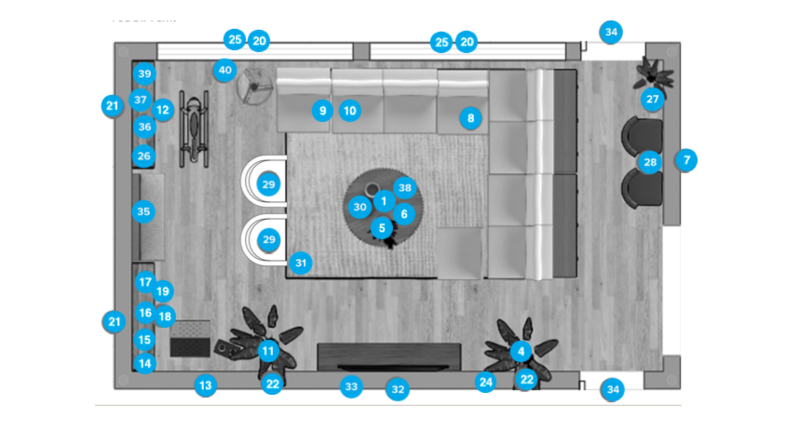 Online Designer Combined Living/Dining Floorplan