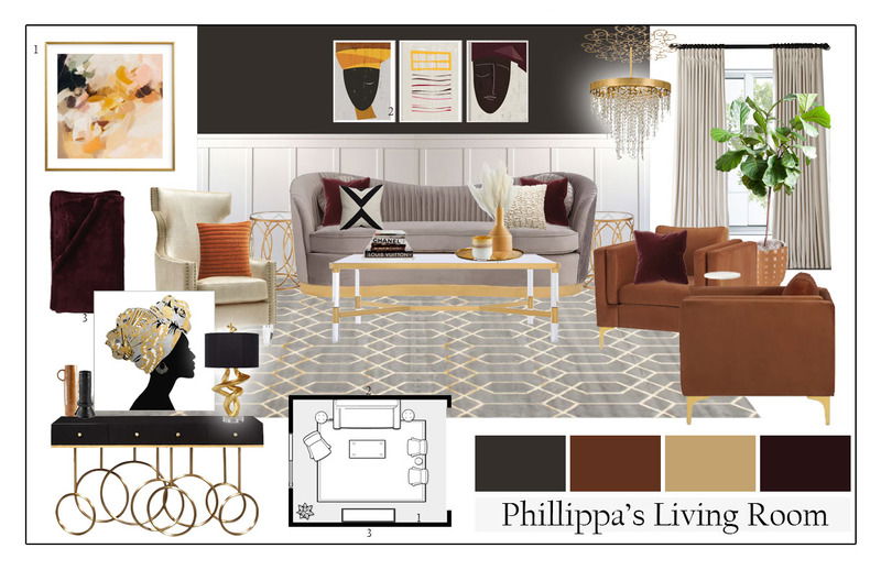 Artsy Glamorous Living Room Interior Design | Decorilla