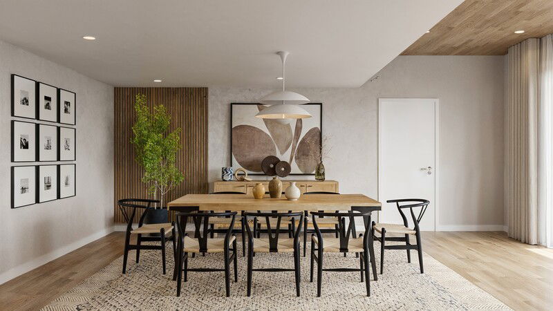 Online Designer Combined Living/Dining 3D Model 1