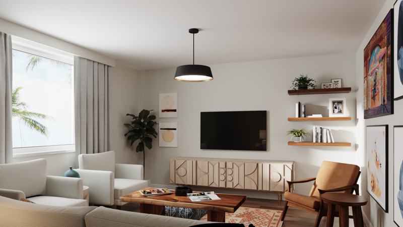 Miniatura del modelo 3D de sala de estar de diseñador en línea 3