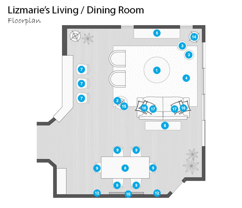 Online Designer Combined Living/Dining Floorplan