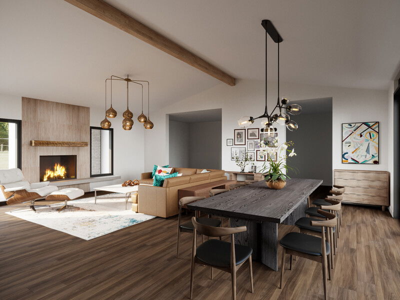 Online Designer Combined Living/Dining 3D Model 2