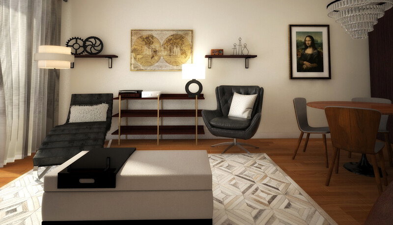 Online Designer Combined Living/Dining 3D Model thumbnail5