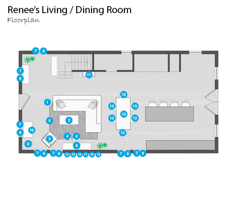 Online Designer Combined Living/Dining Floorplan